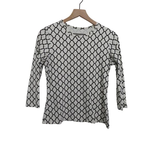 J. McLaughlin Tops - J. Mclaughlin Womens Sz S Black White Geometric Stretch 3/4 Sleeve Top